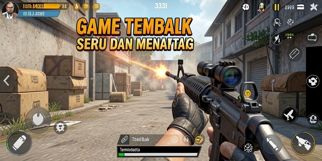 Screenshot antarmuka 333I memperlihatkan aksi tembak menembak yang seru.