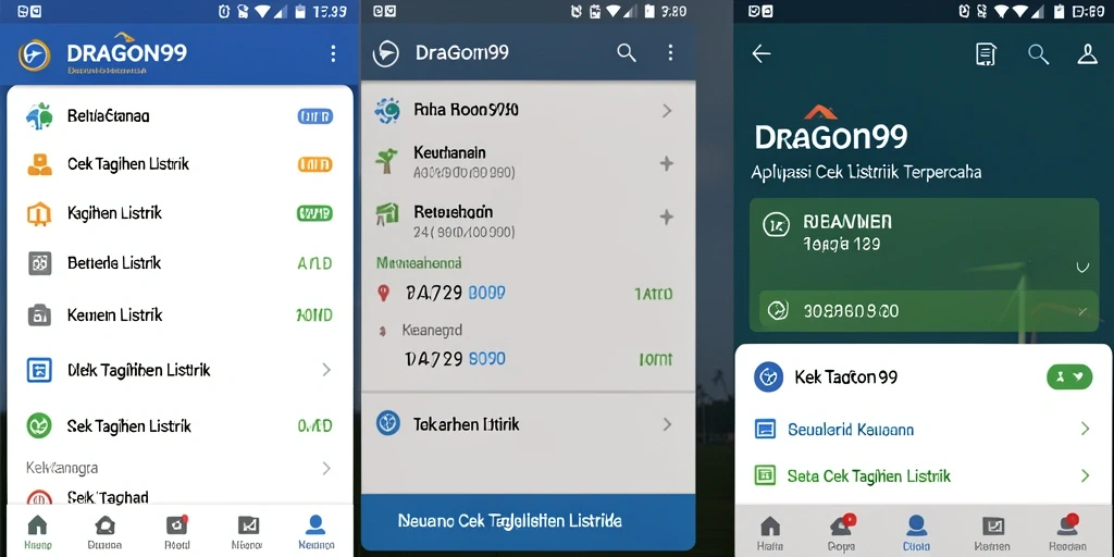 Tampilan antarmuka aplikasi Cek Tagihan Listrik DRAGON99.