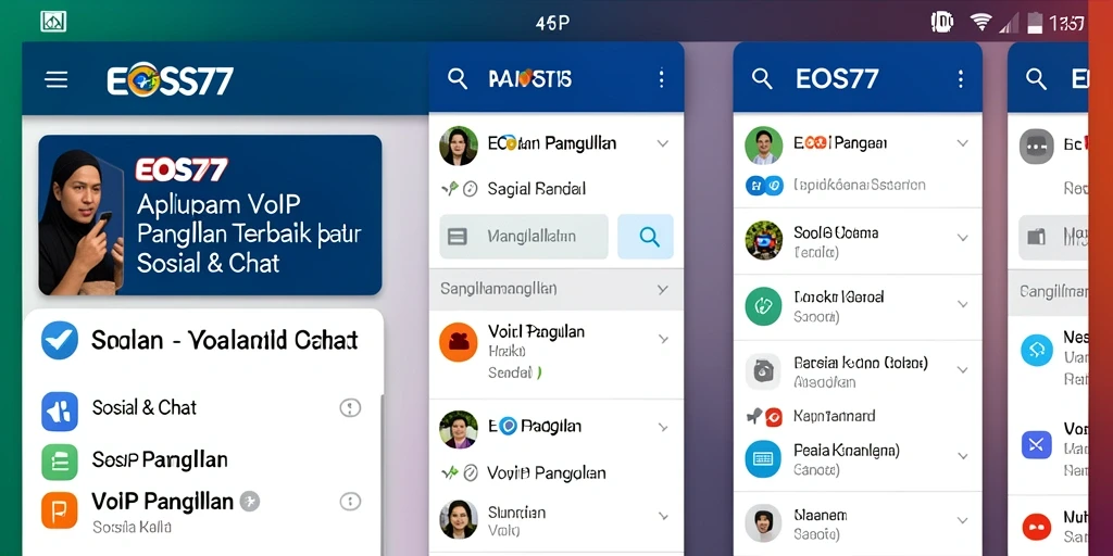 Tampilan antarmuka EOS77 yang sederhana dan fungsional untuk VoIP Panggilan.