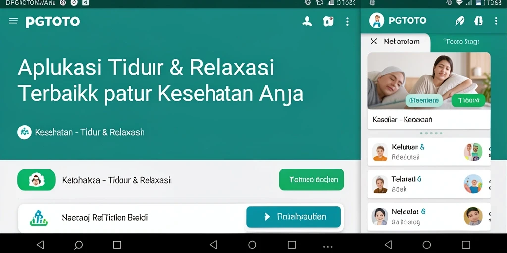 Antarmuka PGTOTO menampilkan pilihan relaksasi dan statistik tidur yang informatif.