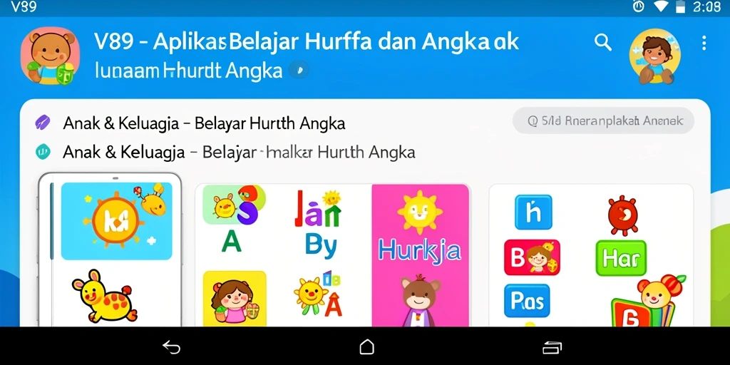 Antarmuka V89 yang interaktif dan edukatif untuk anak.
