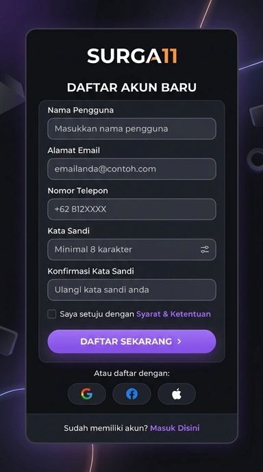 Registrasi Akun Baru di Surga11 untuk Pengguna Android